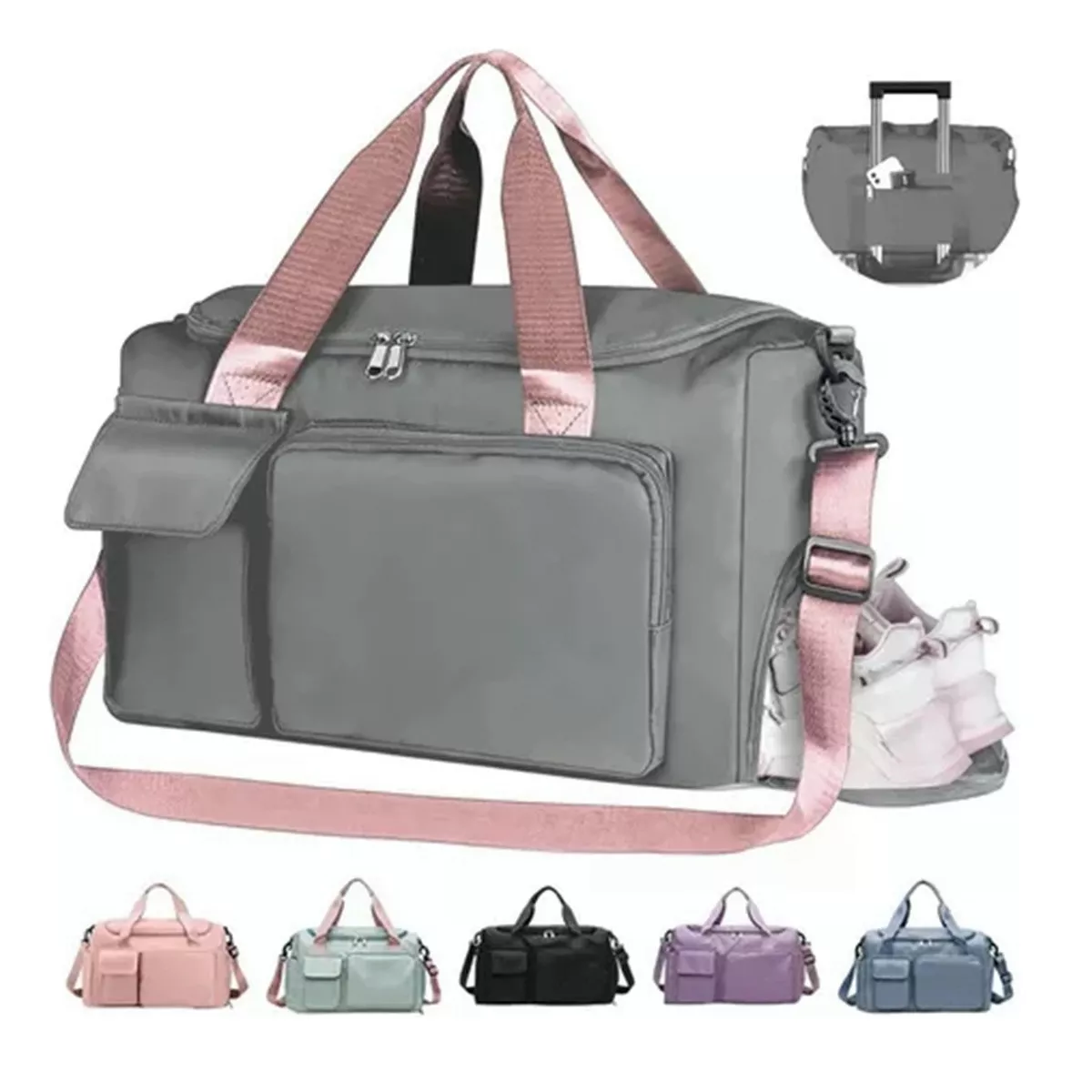 Foto 3 pulgar | Maleta Gym Deportiva Bolsa Mujer Viaje Mochila Eo Safe Imports Esi-9983 Gris