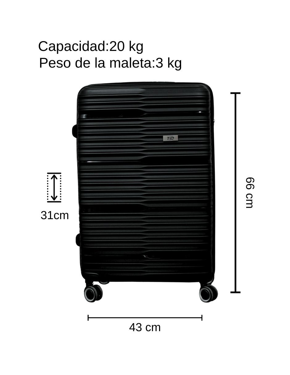 Foto 2 | Maleta de Mano T-Travel Wandelust Negra de Polipropileno