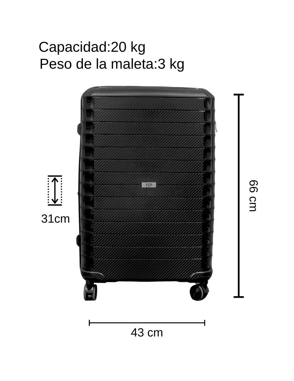 Foto 2 | Maletas de Viaje T-Travel Tech de Polipropileno Negro