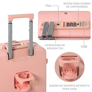 Foto 5 | Maleta con Portavasos 4 Ruedas Rack & Pack Color Rosa