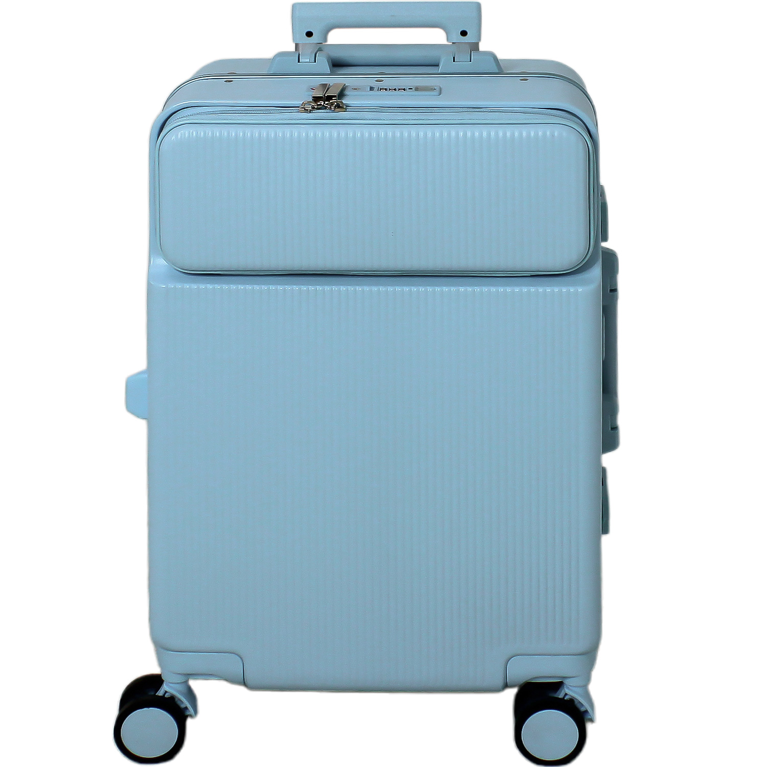 Maleta Rack & Pack Cabina Porta Vasos 4 Ruedas Equipaje Doble Seguridad Azul