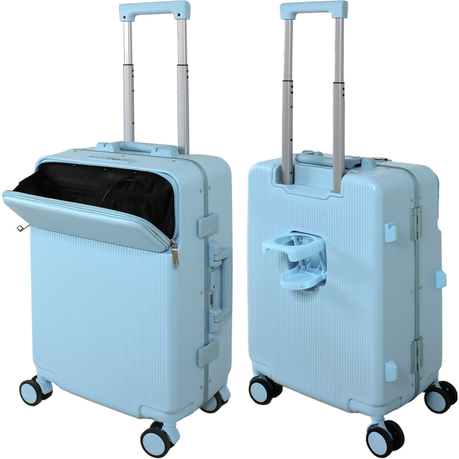 Foto 2 | Maleta Rack & Pack Cabina Porta Vasos 4 Ruedas Equipaje Doble Seguridad Azul