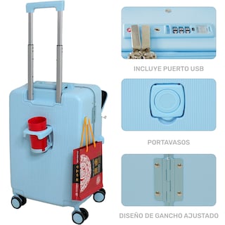 Foto 4 | Maleta Rack & Pack Cabina Porta Vasos 4 Ruedas Equipaje Doble Seguridad Azul