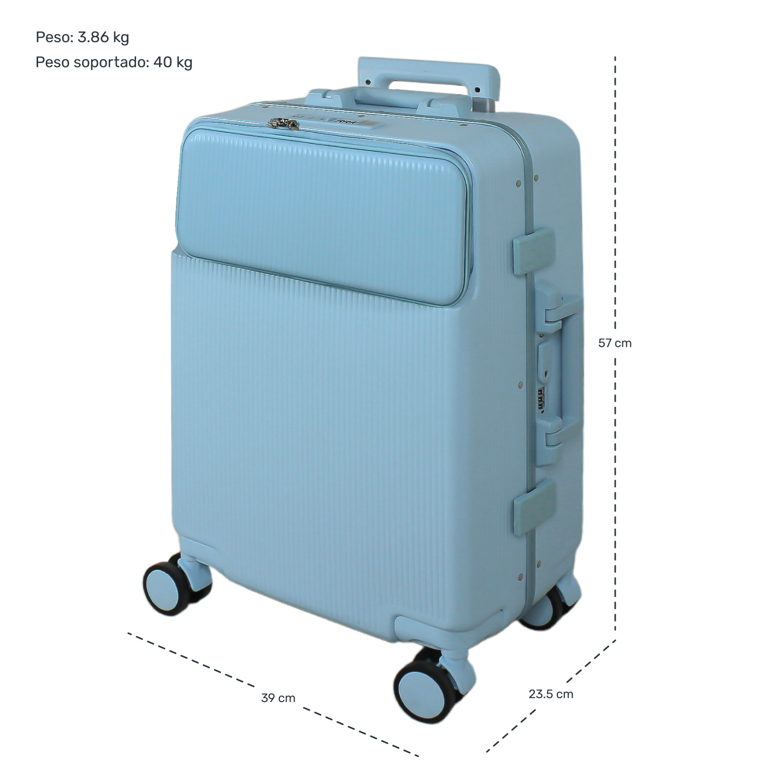 Foto 6 | Maleta Rack & Pack Cabina Porta Vasos 4 Ruedas Equipaje Doble Seguridad Azul