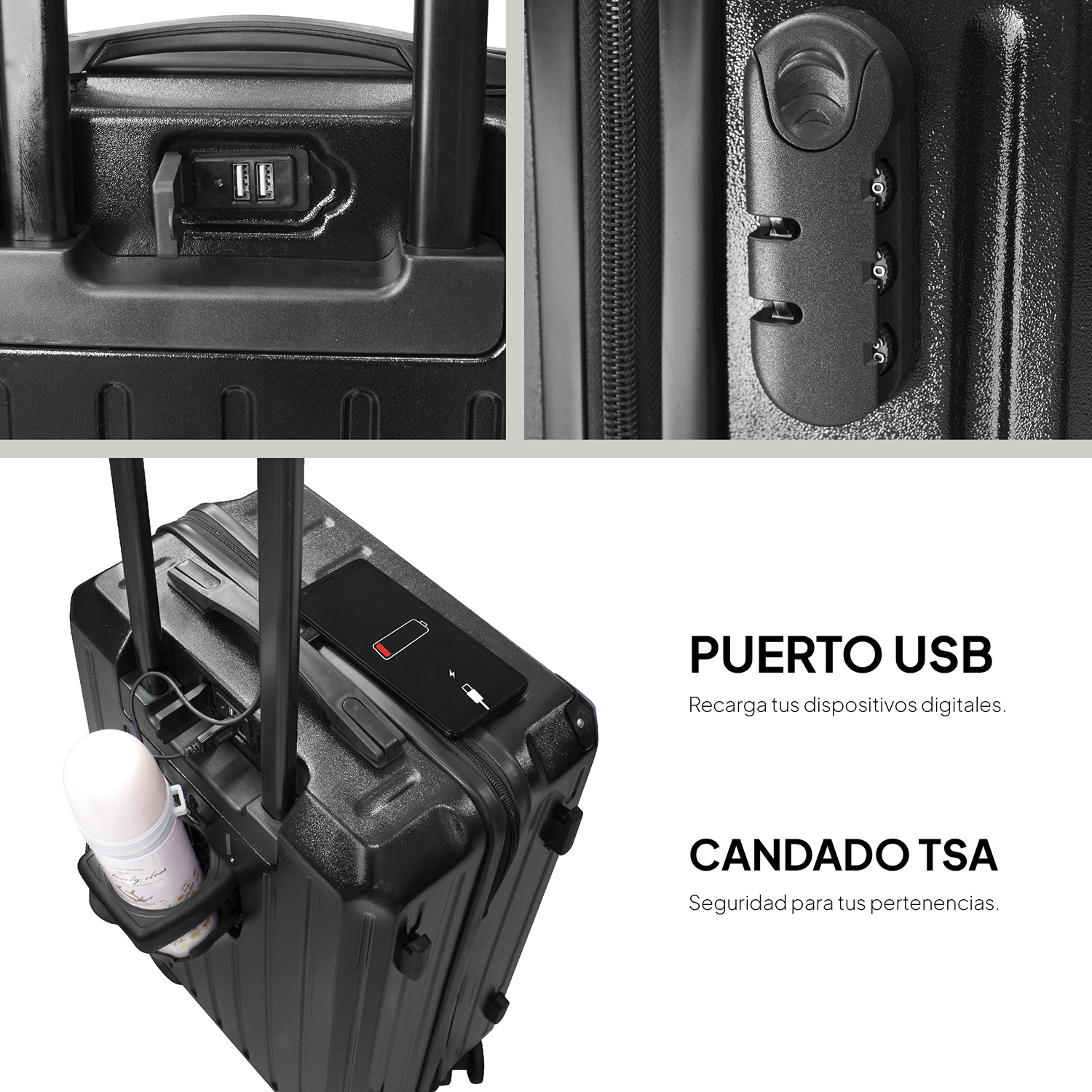 Foto 8 pulgar | Maleta Carry On Con Carga Usb y Equipaje de Mano Andromeda Inc