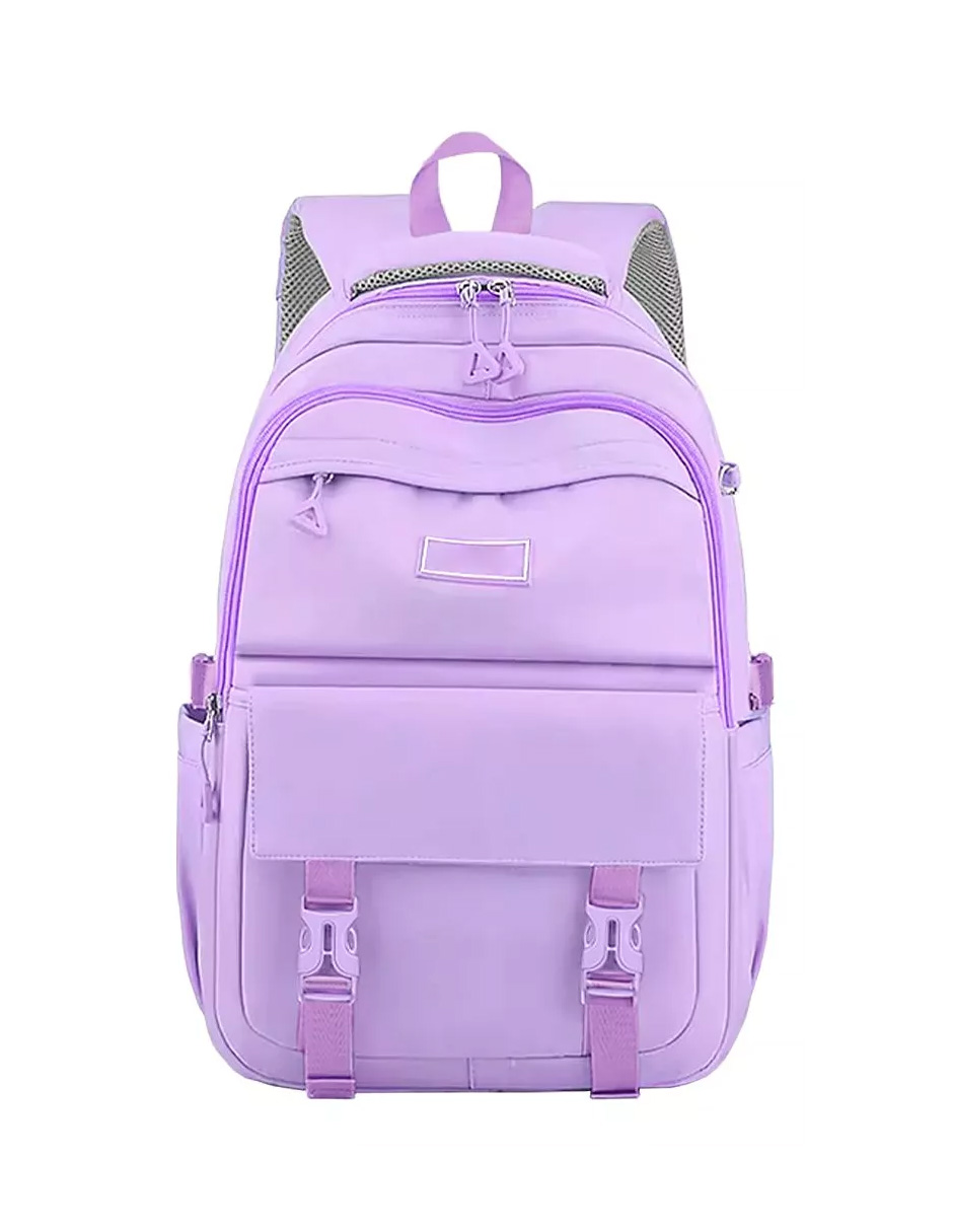 Mochila Escolar Petukita Box Kawaii Antirrobo Púrpura