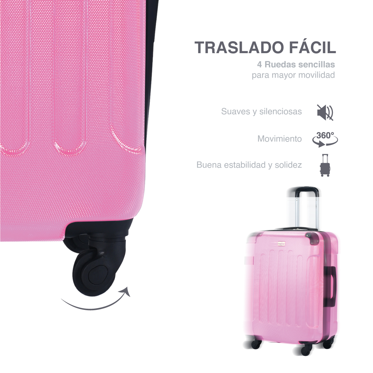 Foto 7 pulgar | Maleta ABS Rosa Fly and Trip Tokio 20''