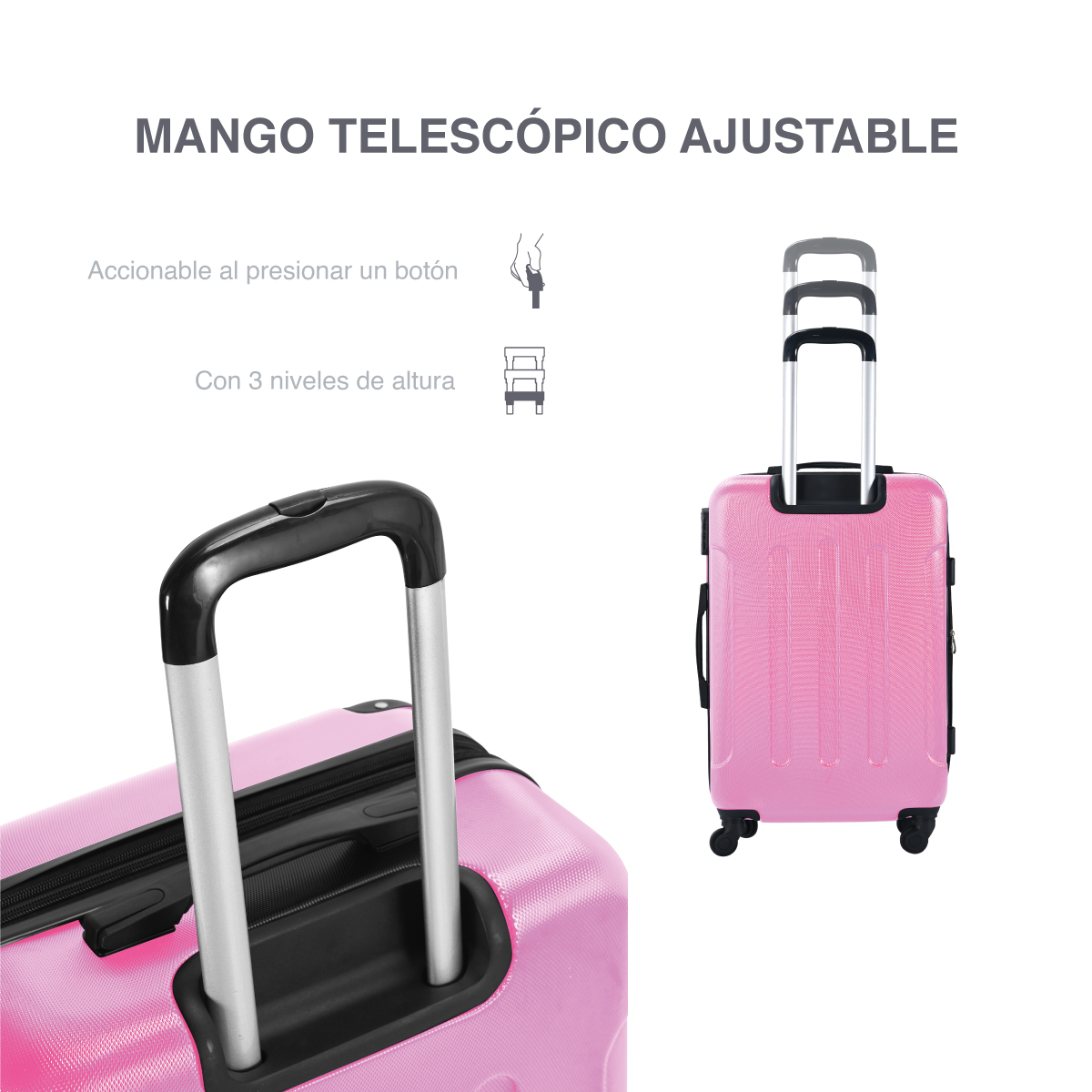 Foto 8 pulgar | Maleta ABS Rosa Fly and Trip Tokio 20''