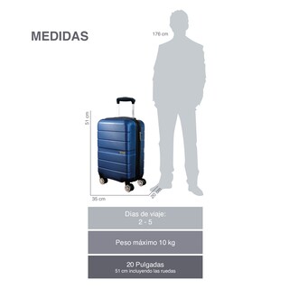 Foto 3 | Maleta de Mano ABS Azul Compass Chicago 8 Ruedas 20''