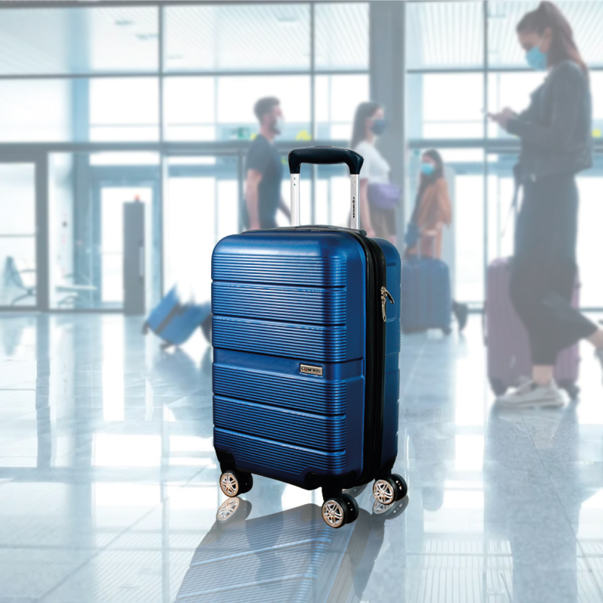 Foto 8 | Maleta de Mano ABS Azul Compass Chicago 8 Ruedas 20''