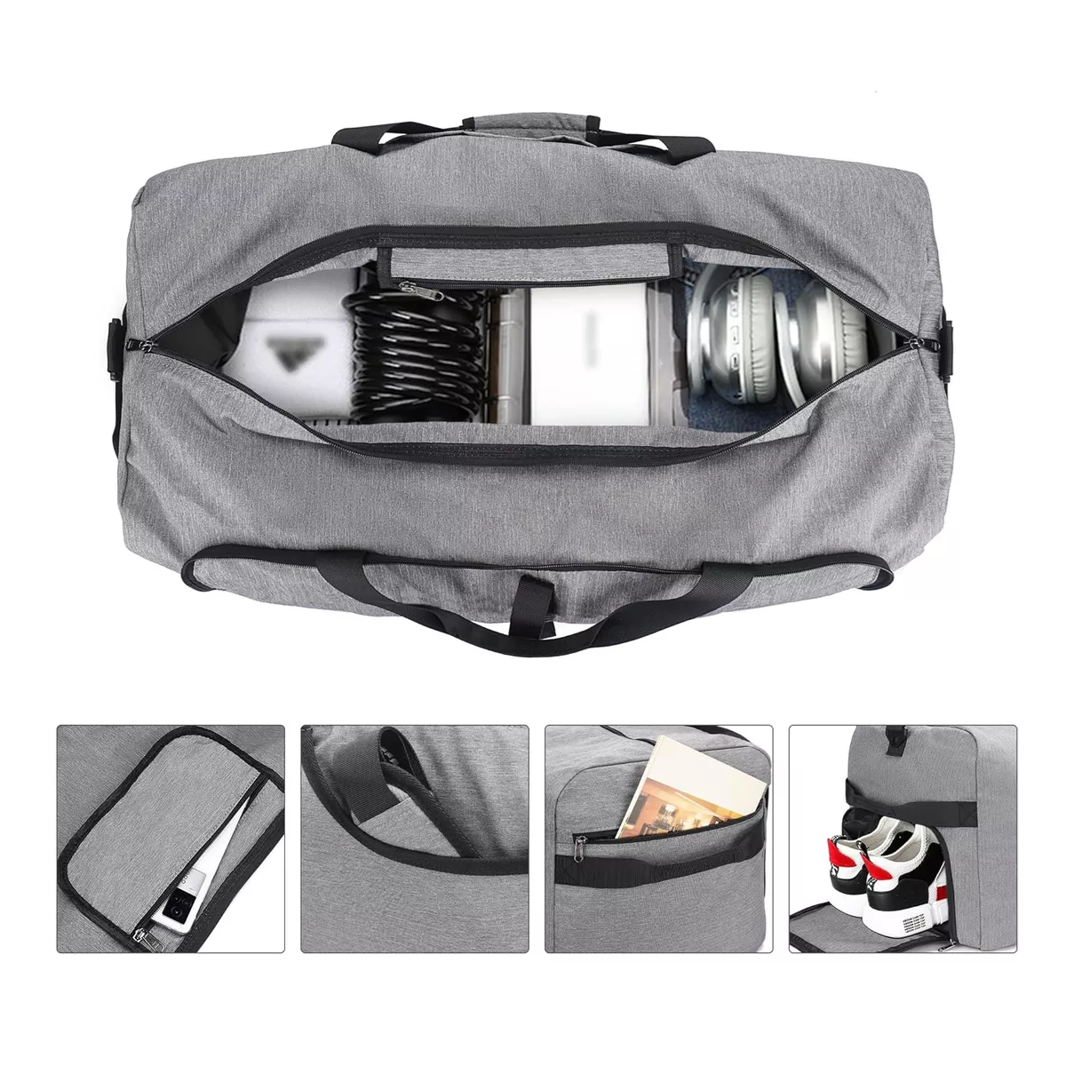 Foto 3 pulgar | Mochila De Viaje Plegable Maleta Deportiva Gris