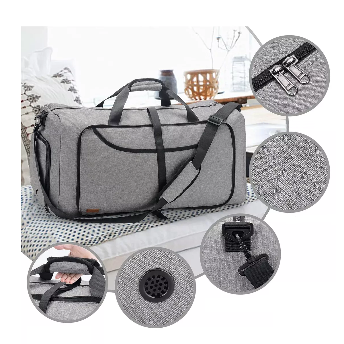 Foto 3 | Mochila De Viaje Plegable Maleta Deportiva Gris