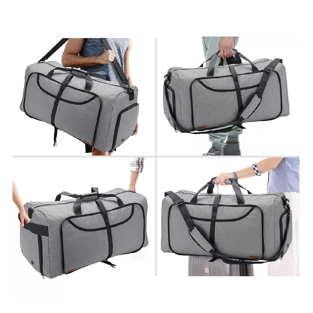 Foto 5 pulgar | Mochila De Viaje Plegable Maleta Deportiva Gris