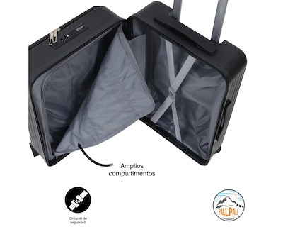 Foto 7 | Maleta Viaje Mano Pallpall Portavasos Bolsa Frontal Laptop Color Negro Nombre Del Diseño Lisa