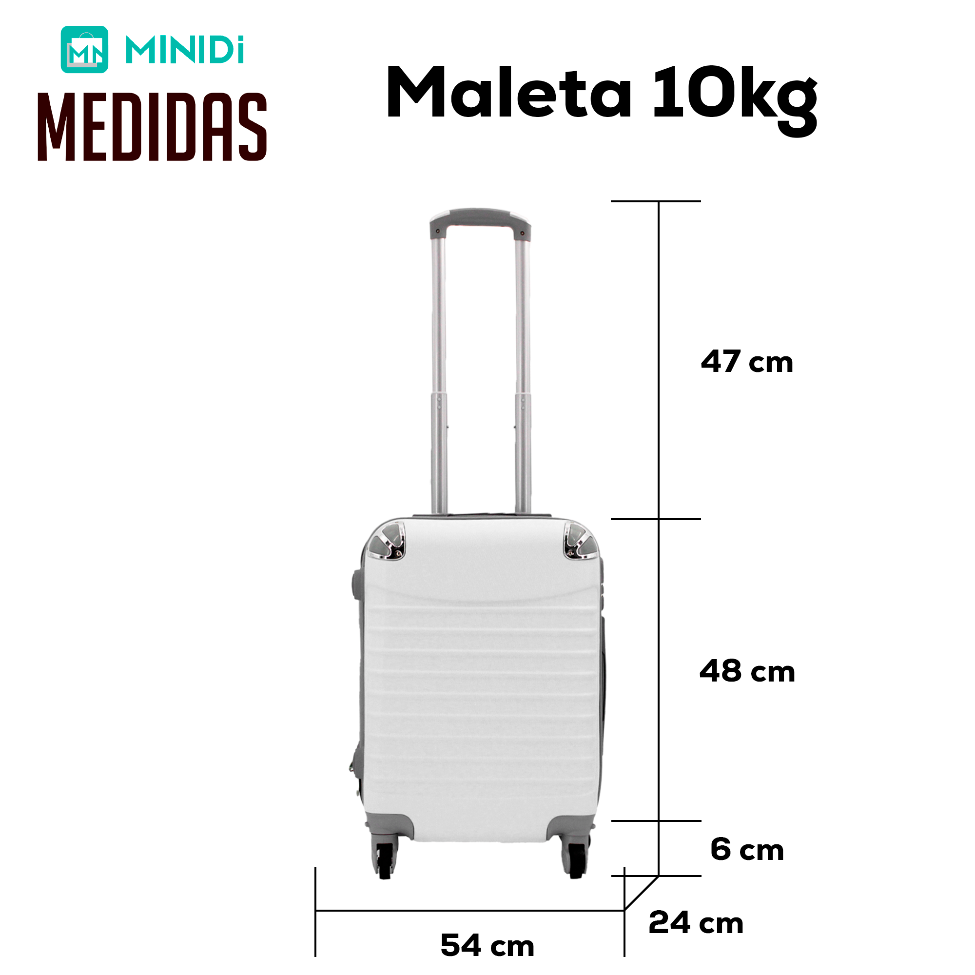 Foto 6 | Maleta Viaje para 10 Kg C/ Doble Llanta Desmontable