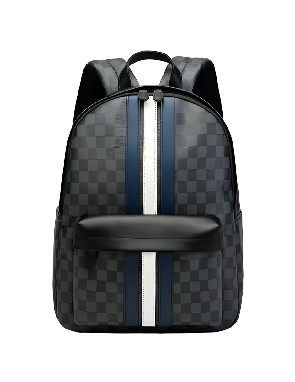 Mochila Casual Pokachila de Cuero Suave Negra para Hombre