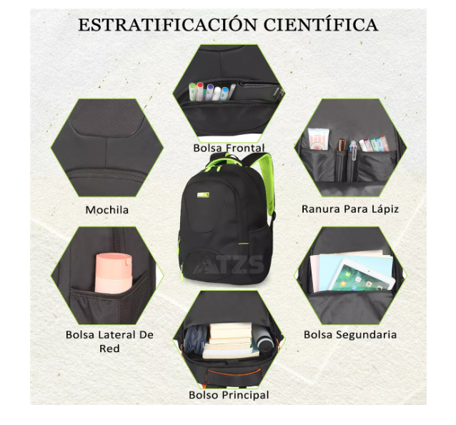 Foto 4 pulgar | Mochila Escolar Viaje Bolsa Casual Para Laptop 15.6 Inch Hombres Grande Color Negro Multifunción Wünd