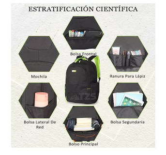 Foto 3 | Mochila Escolar Viaje Bolsa Casual Para Laptop 15.6 Inch Hombres Grande Color Negro Multifunción Wünd
