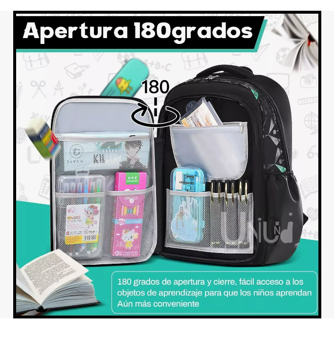 Foto 4 pulgar | Mochila Escolar Viaje Mochila De Transporte 30l Grande Espacio Antirrobo Bolsa Mochila Escolar Impermeable Color Neg