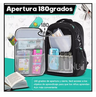 Foto 3 | Mochila Escolar Viaje Mochila De Transporte 30l Grande Espacio Antirrobo Bolsa Mochila Escolar Impermeable Color Neg