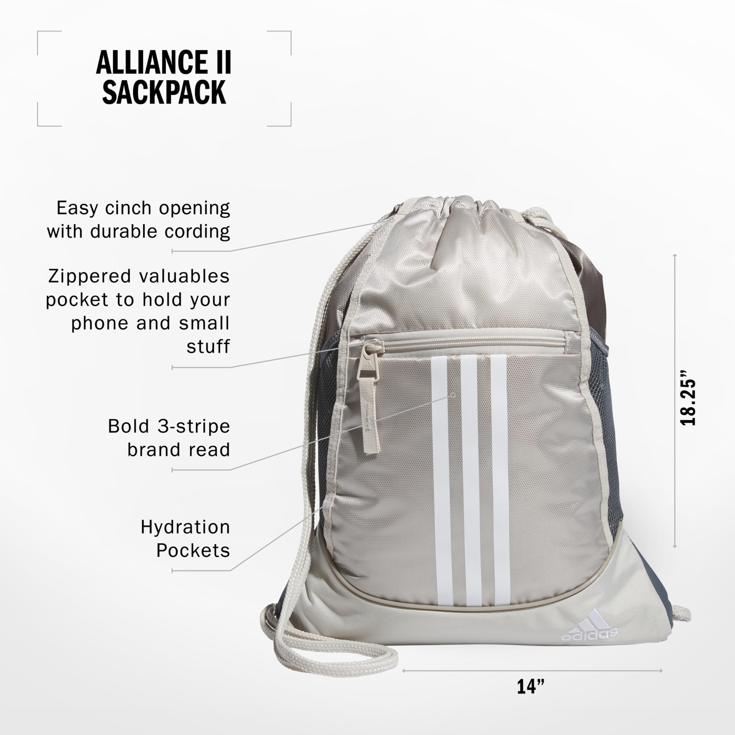 Foto 3 pulgar | Mochila Adidas Alliance Lightweight 12 L Wonder Alúmina Grey - Venta Internacional.