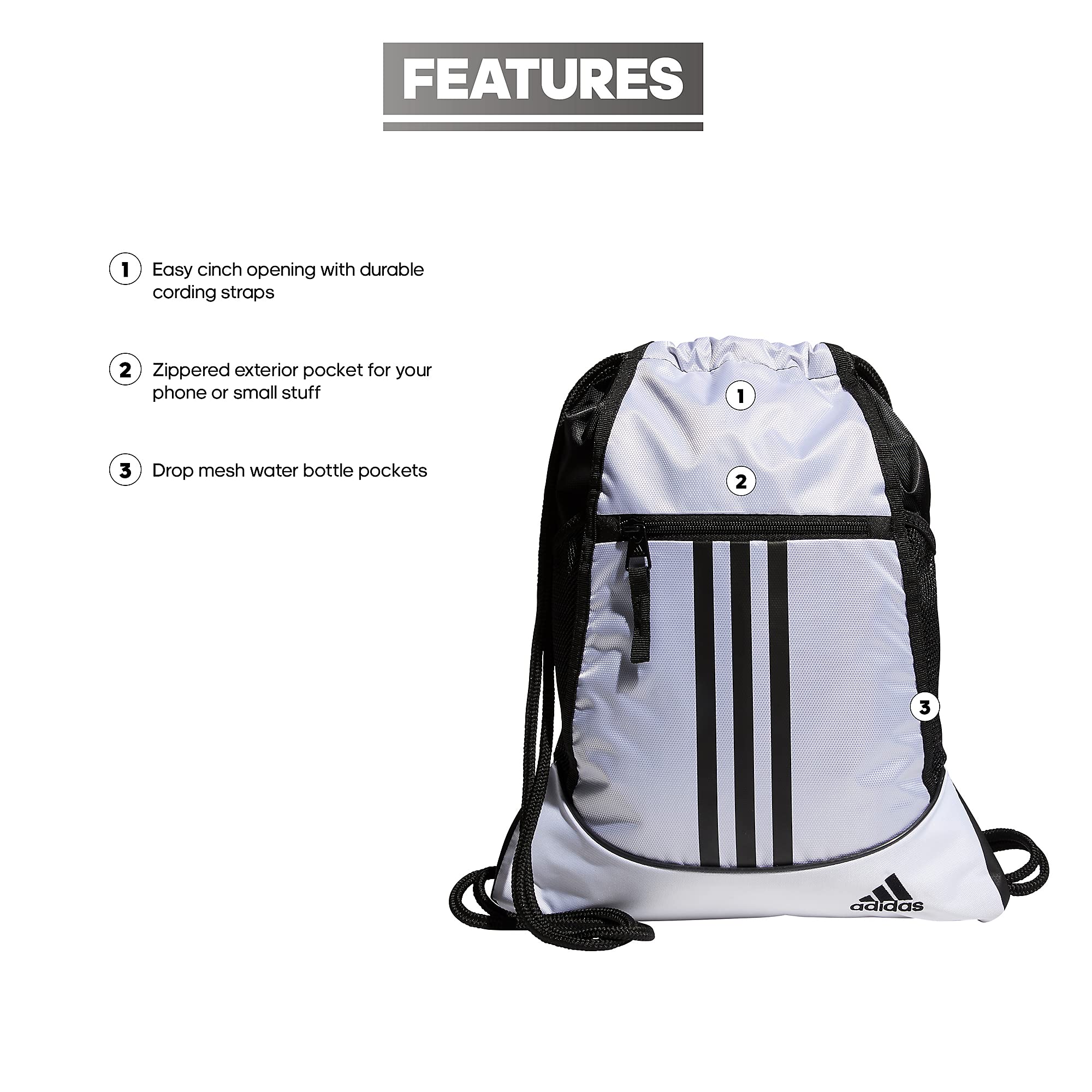 Foto 4 pulgar | Mochila Adidas Alliance Lightweight 12l Blanco/negro - Venta Internacional.