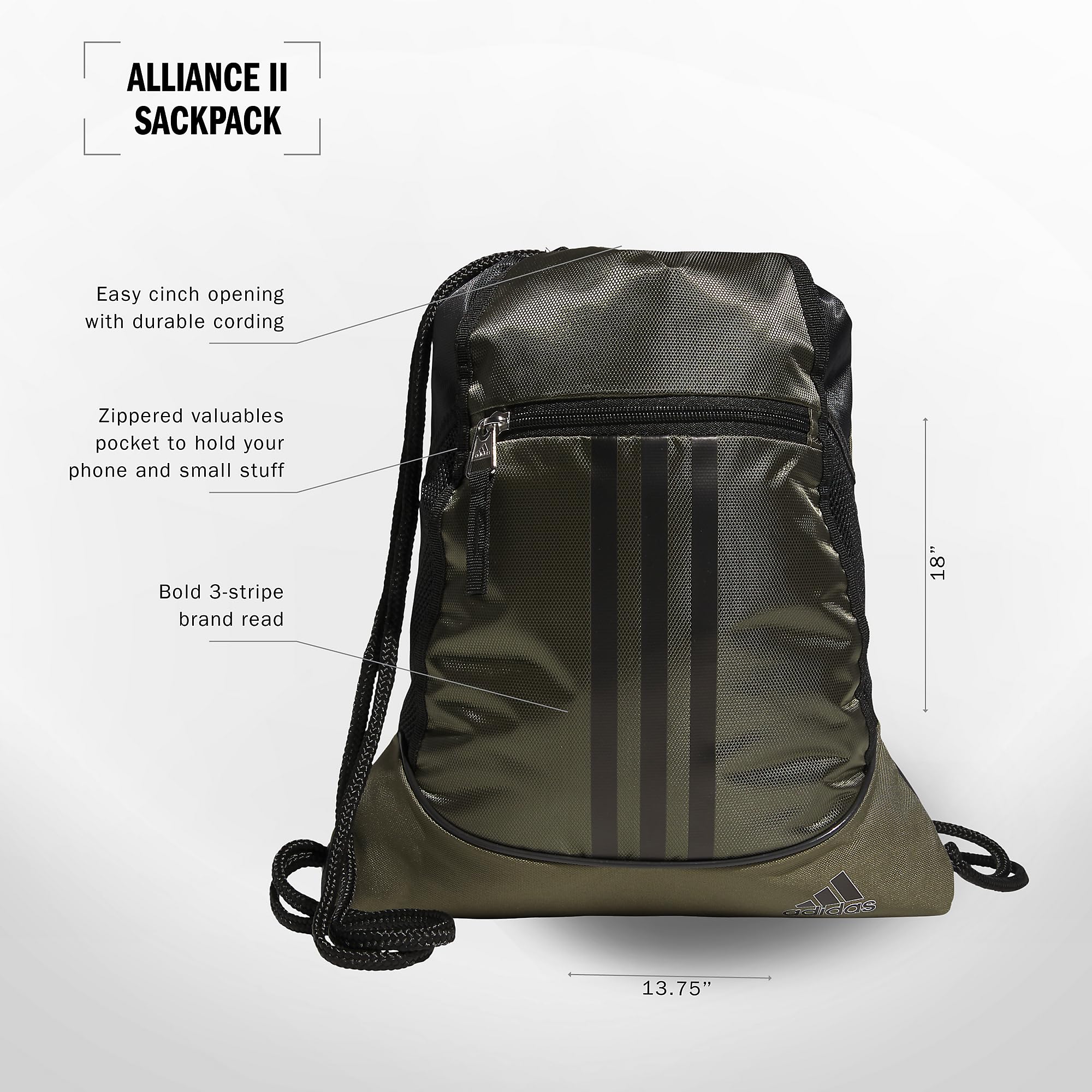 Foto 3 pulgar | Mochila Adidas Alliance 12l, Ligera, Atlética, Verde - Venta Internacional.