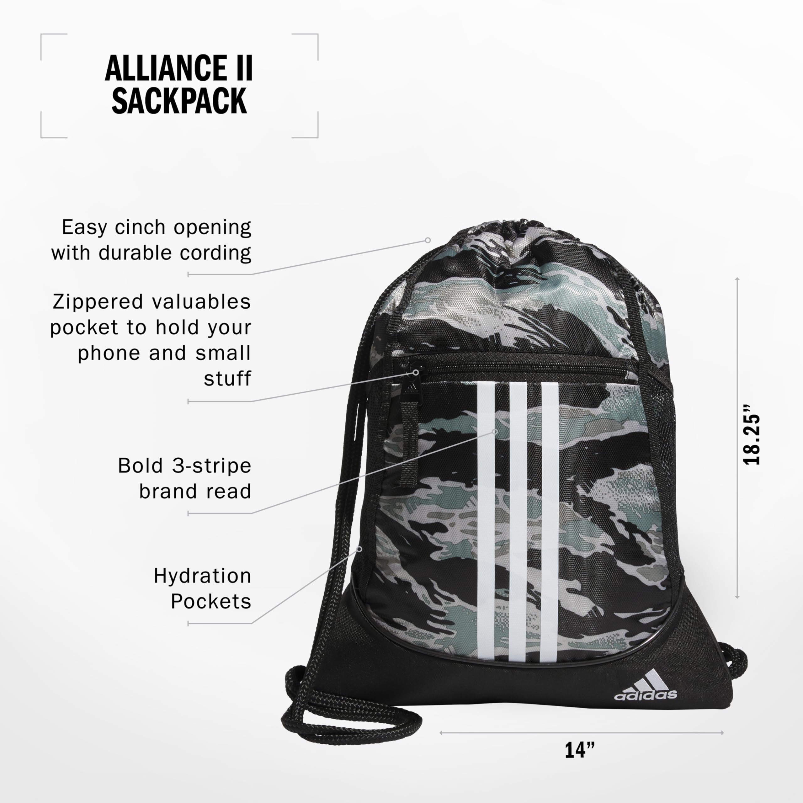 Foto 3 pulgar | Mochila Adidas Alliance Lightweight 12l Essential Camo - Venta Internacional.