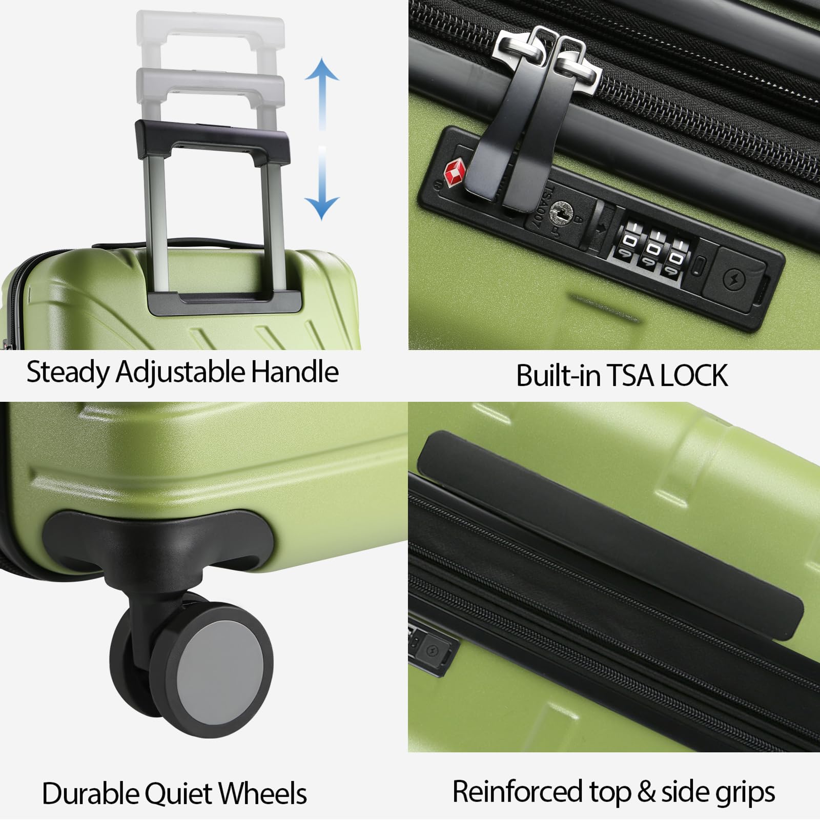 Foto 4 | Maleta con Ruedas Vankean TSA Lock Verde 20 Pulgadas - Venta Internacional