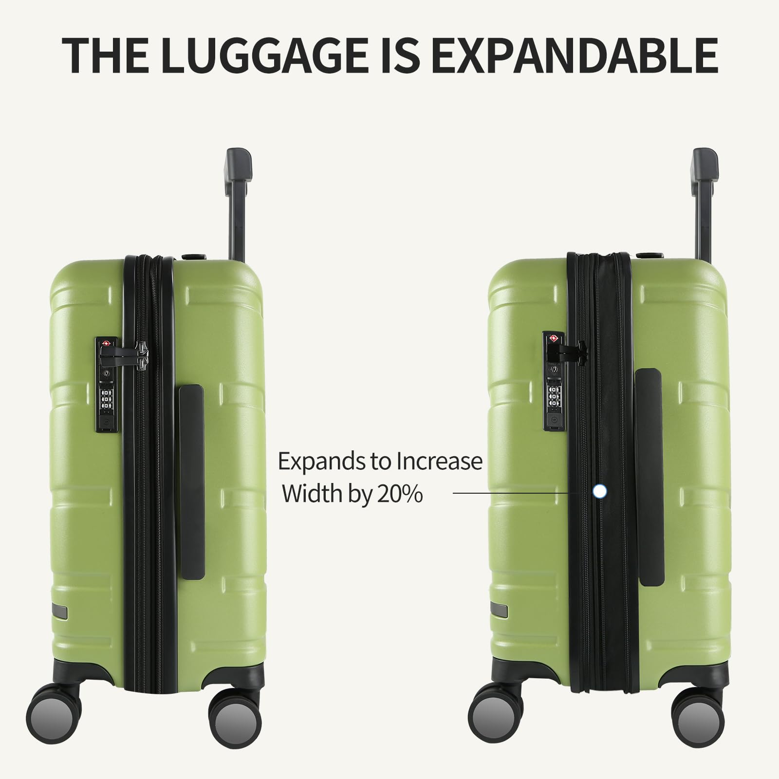 Foto 5 | Maleta con Ruedas Vankean TSA Lock Verde 20 Pulgadas - Venta Internacional