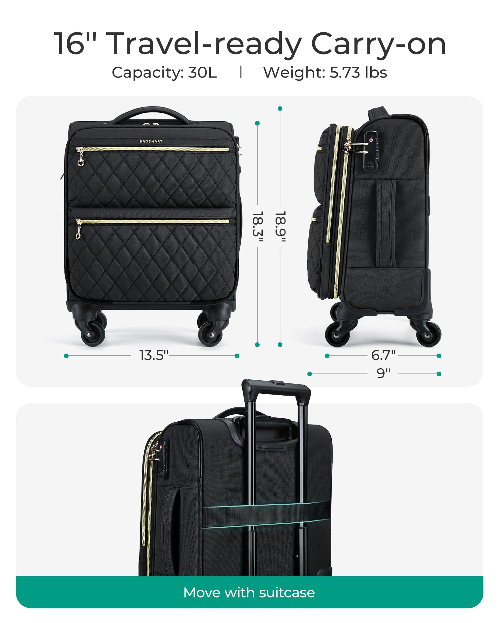 Foto 7 pulgar | Maleta Bagsmart Underseater Carry On de 16 Pulgadas y 30 L Mujer - Venta Internacional