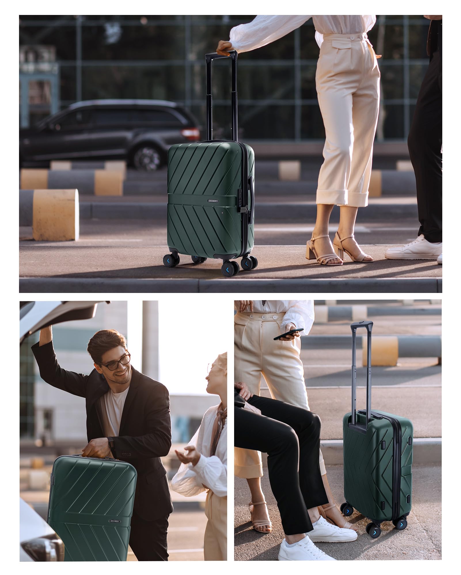 Foto 3 pulgar | Maleta Bagsmart Carry On Policarbonato Verde Oliva 20 Pulgadas 35 Litros - Venta Internacional