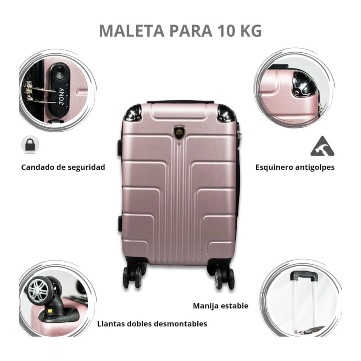 Foto 5 pulgar | Maleta De Viaje Jony 20'' Oro Rosado