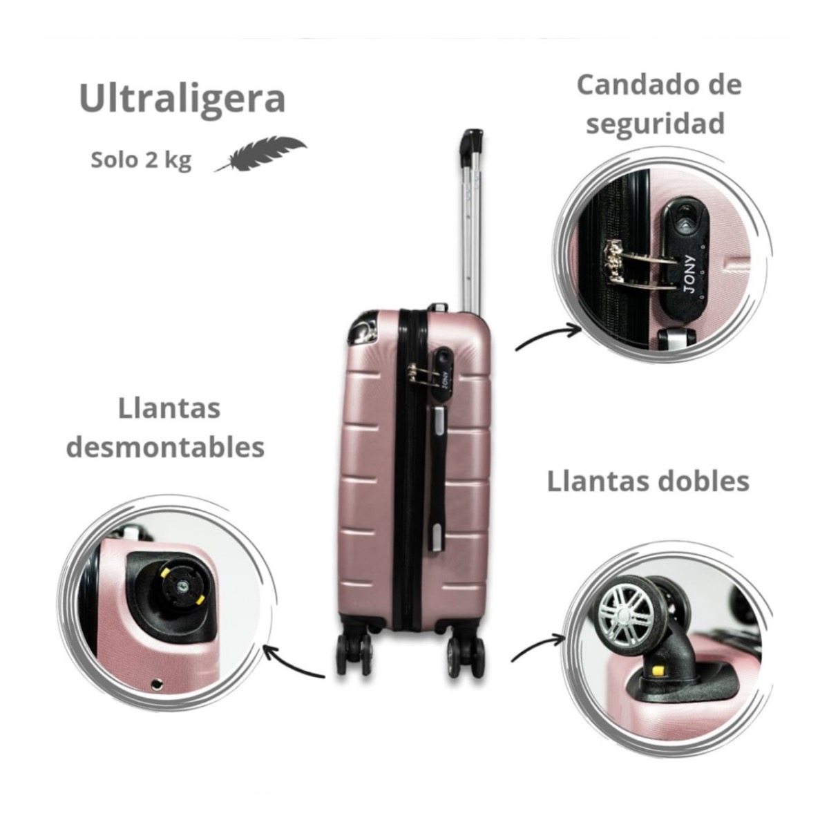 Foto 6 pulgar | Maleta De Viaje Jony 20'' Oro Rosado