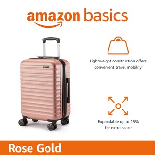 Foto 4 | Equipaje de Mano Amazon Basics Hardside de 21 Pulgadas Oro Rosa - Venta Internacional