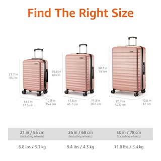 Foto 6 | Equipaje de Mano Amazon Basics Hardside de 21 Pulgadas Oro Rosa - Venta Internacional