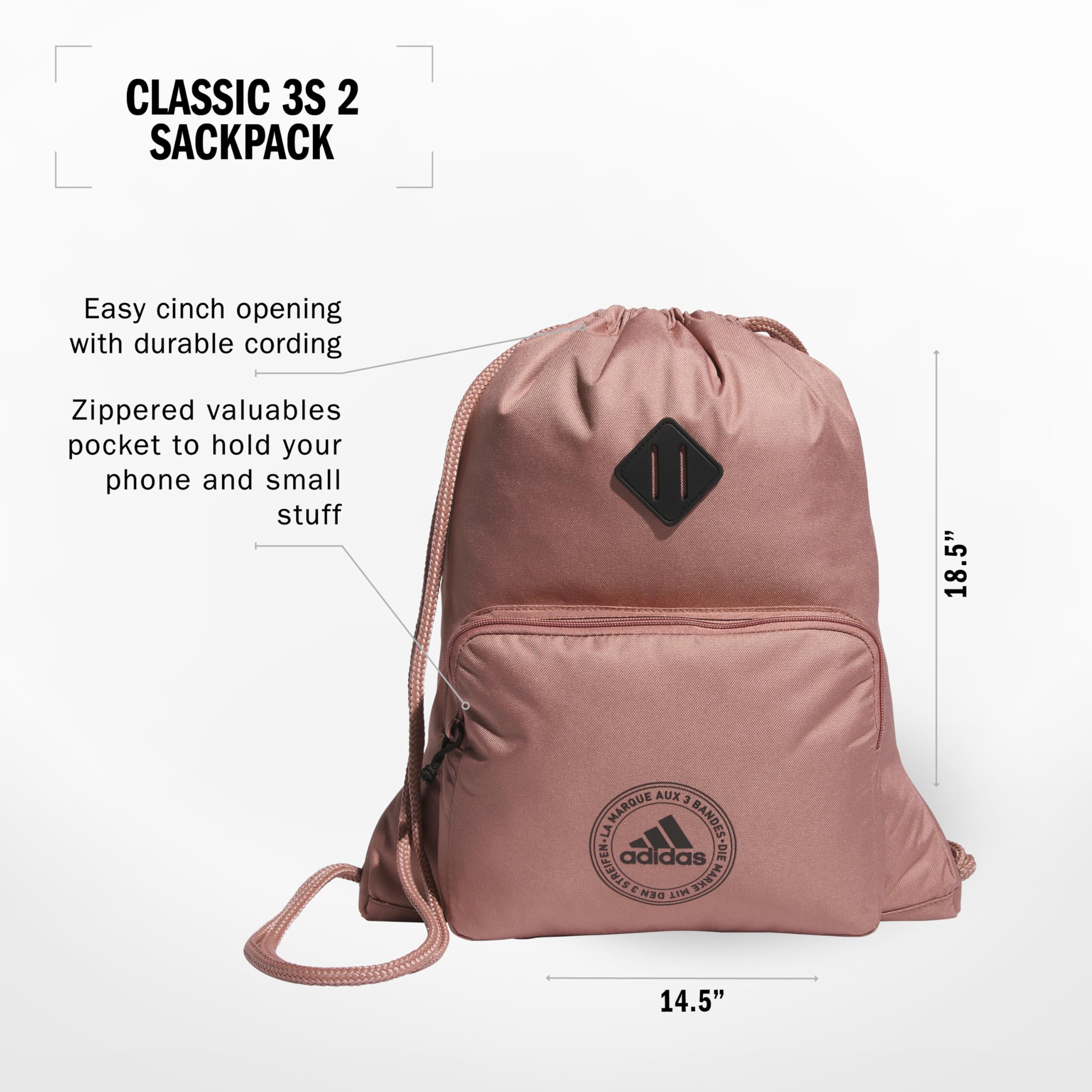 Foto 3 pulgar | Mochila Adidas Classic 3s 2.0 Cálida Rosa Arcilla - Venta Internacional.
