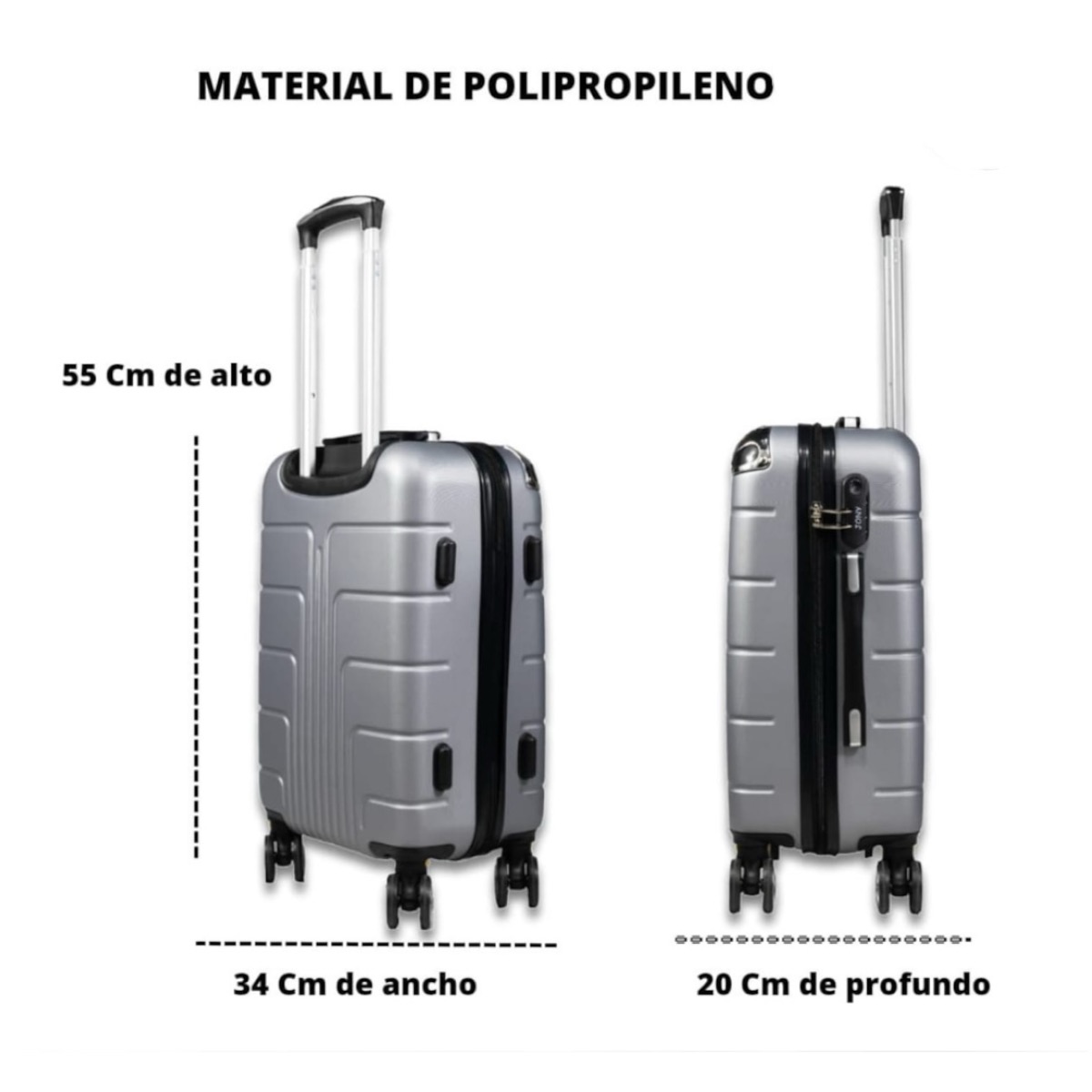 Foto 3 pulgar | Maleta De Viaje Jony 20'' Polipropileno Gris Plata