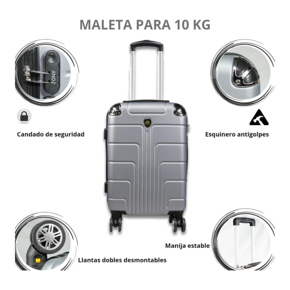 Foto 5 pulgar | Maleta De Viaje Jony 20'' Polipropileno Gris Plata