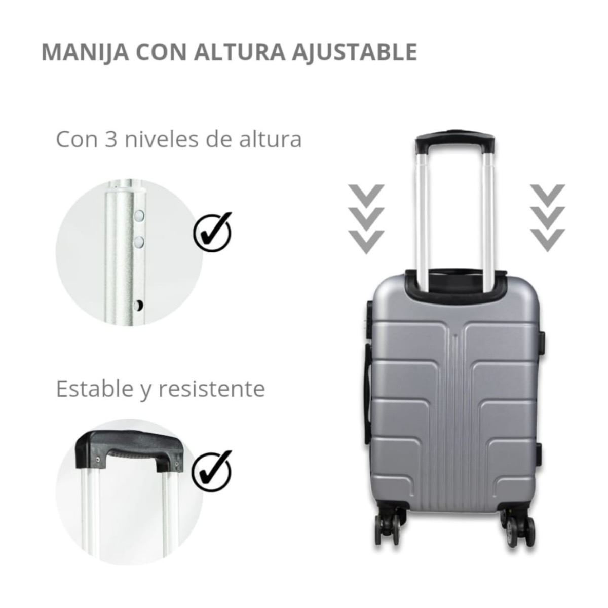 Foto 6 pulgar | Maleta De Viaje Jony 20'' Polipropileno Gris Plata