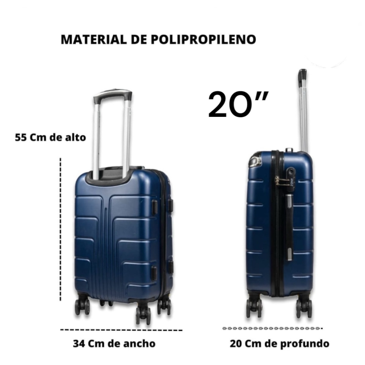 Foto 3 pulgar | Maleta De Viaje Jony 20'' Polipropileno Azul Marino