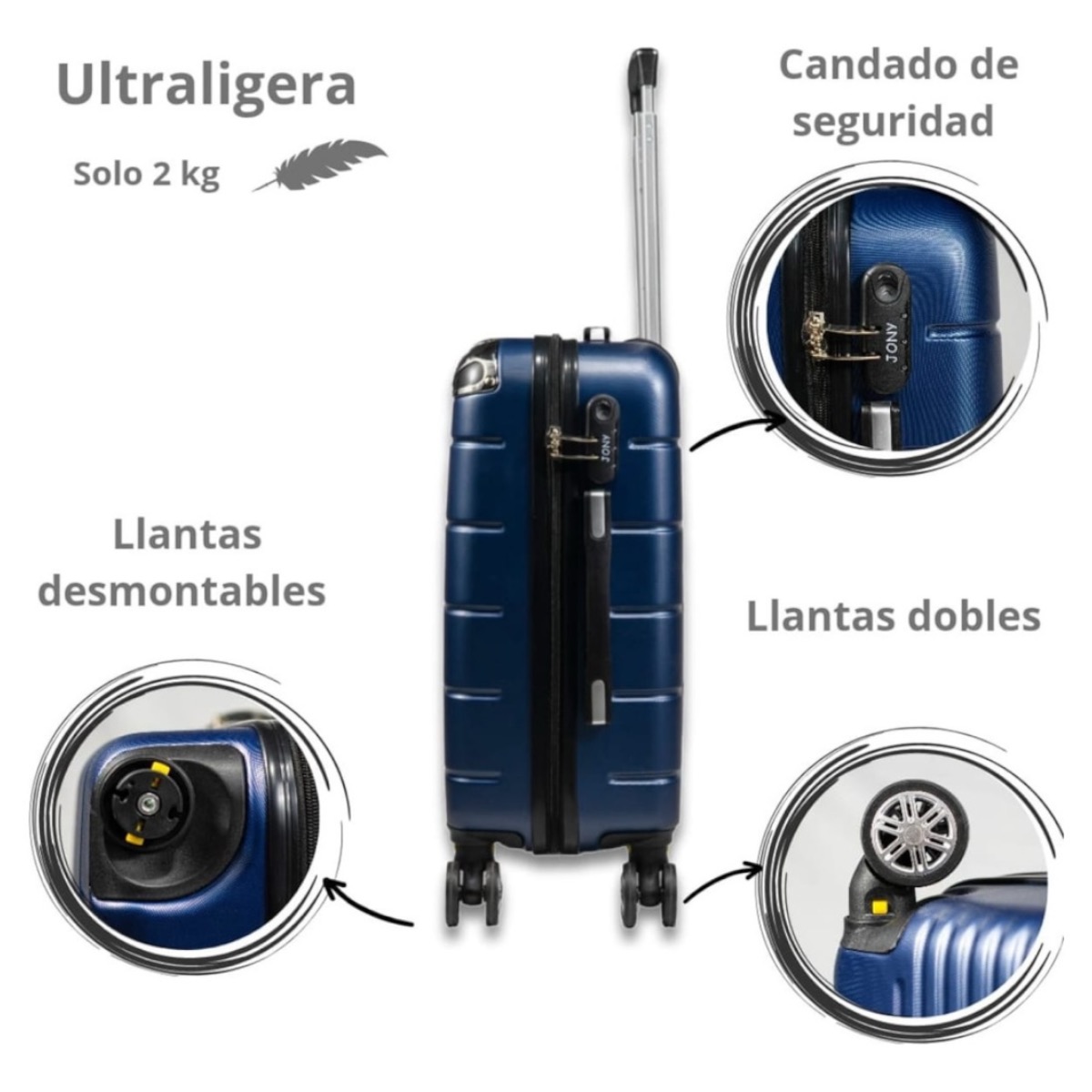 Foto 3 | Maleta De Viaje Jony 20'' Polipropileno Azul Marino