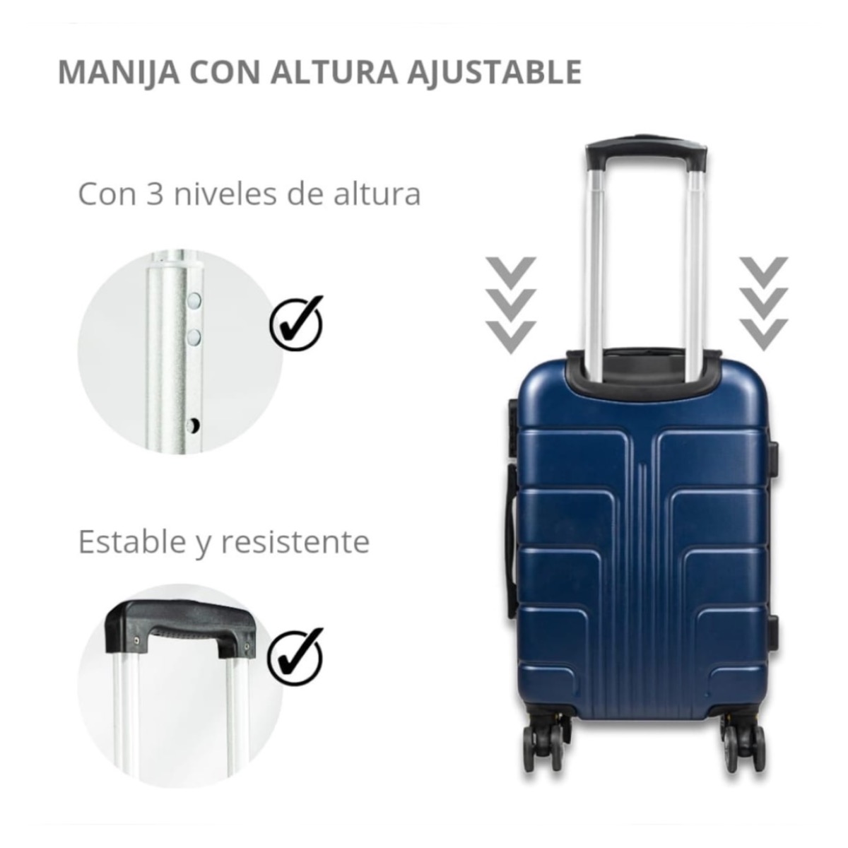 Foto 6 pulgar | Maleta De Viaje Jony 20'' Polipropileno Azul Marino