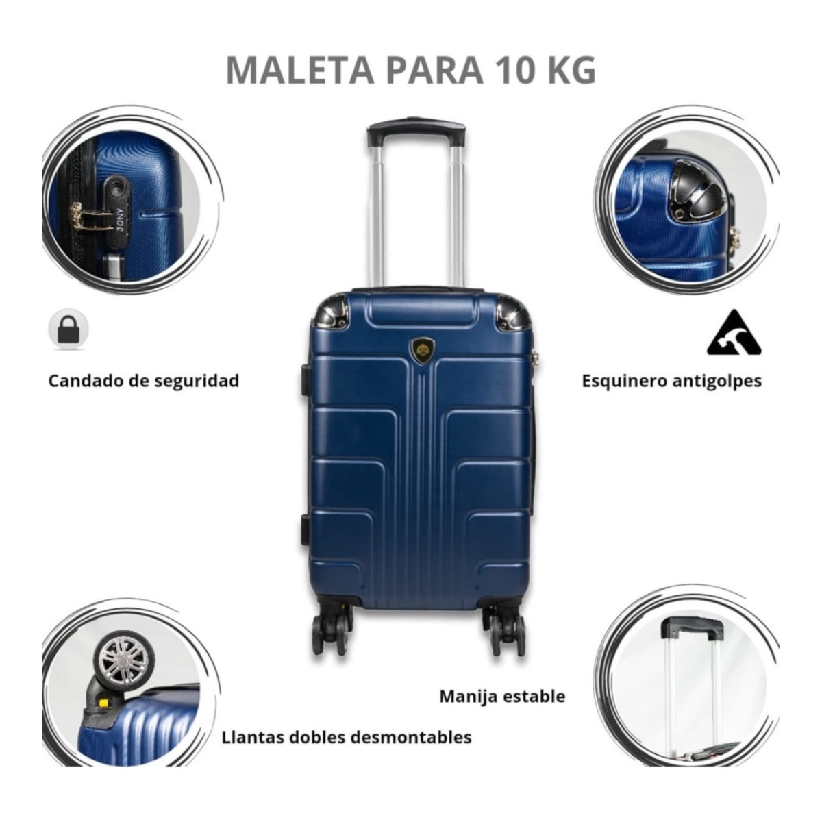 Foto 6 | Maleta De Viaje Jony 20'' Polipropileno Azul Marino