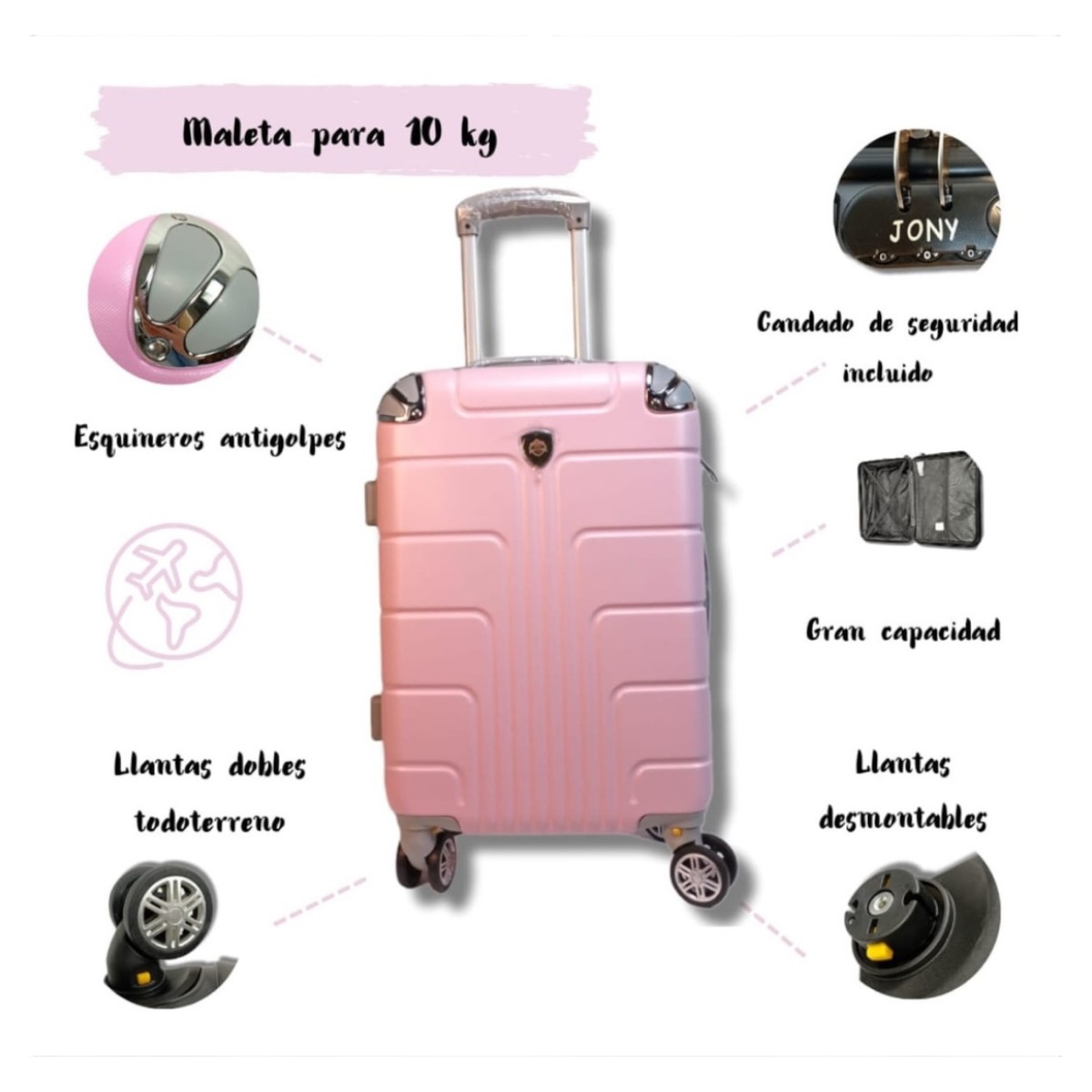 Foto 5 | Maleta De Viaje Jony 20'' Polipropileno Rosa