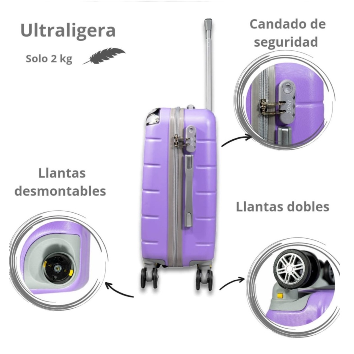 Foto 4 pulgar | Maleta De Viaje Jony 20'' Polipropileno Lavanda