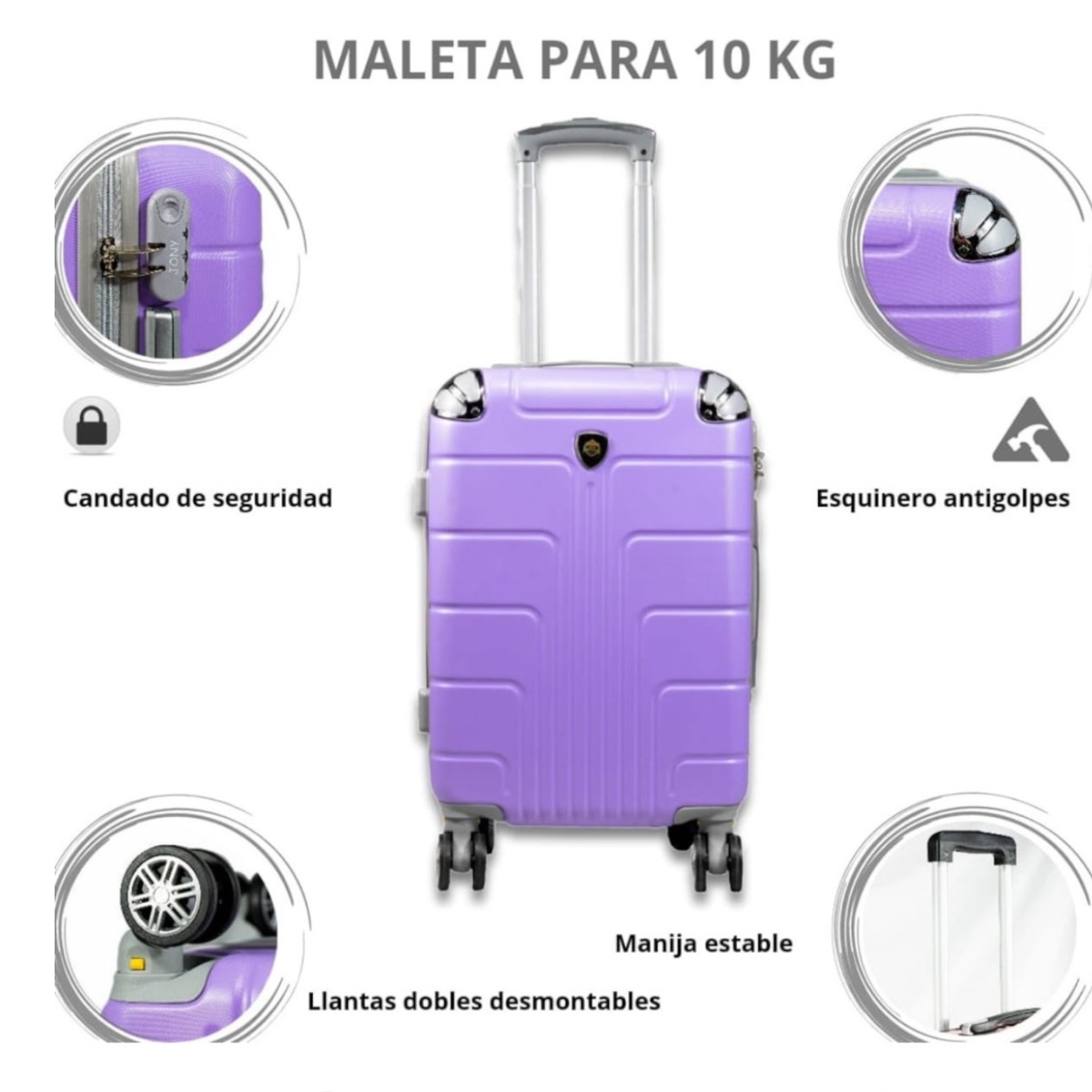 Foto 7 pulgar | Maleta De Viaje Jony 20'' Polipropileno Lavanda