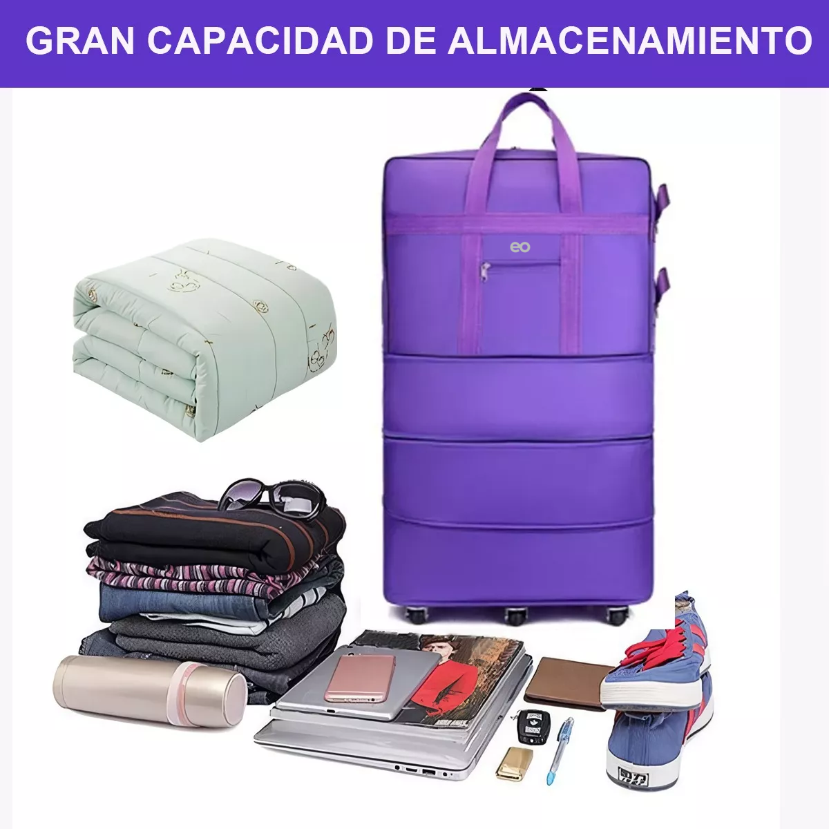 Foto 4 pulgar | Mochila Deportiva Maleta De Viaje Con Ruedas Plegables Eo Safe Imports Esi-10112 Purpura