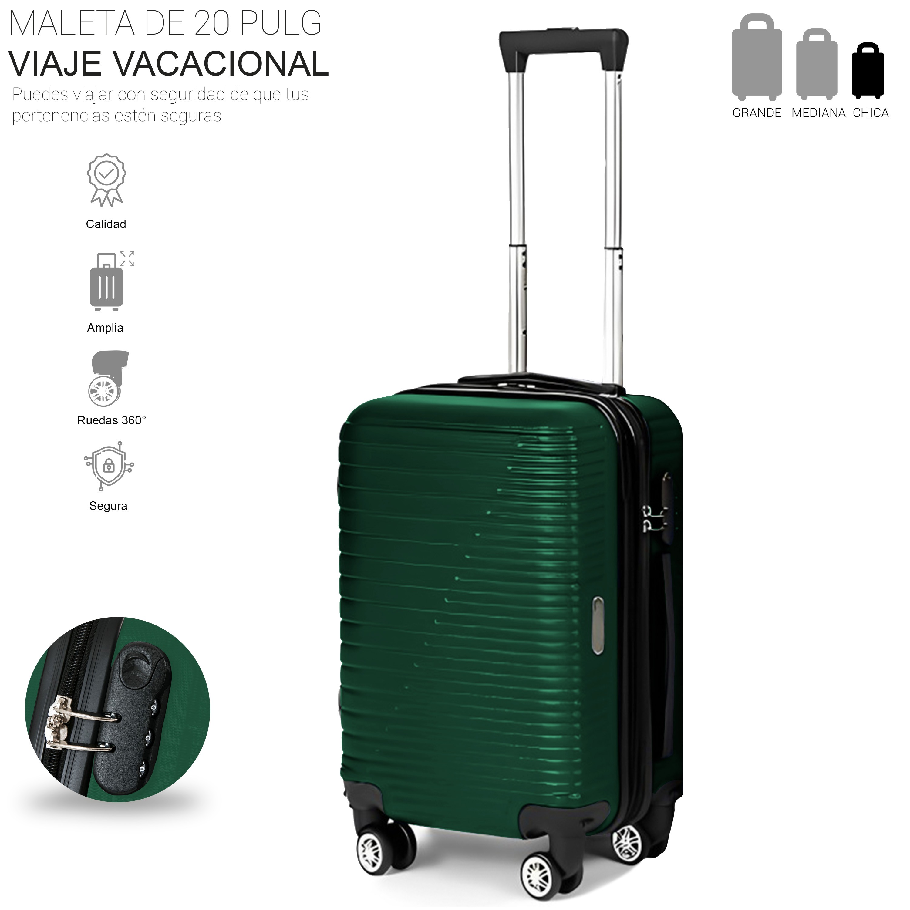 Maleta De Viaje De Mano A Bordo 20 Con Candado De Seguridad Color Rojo