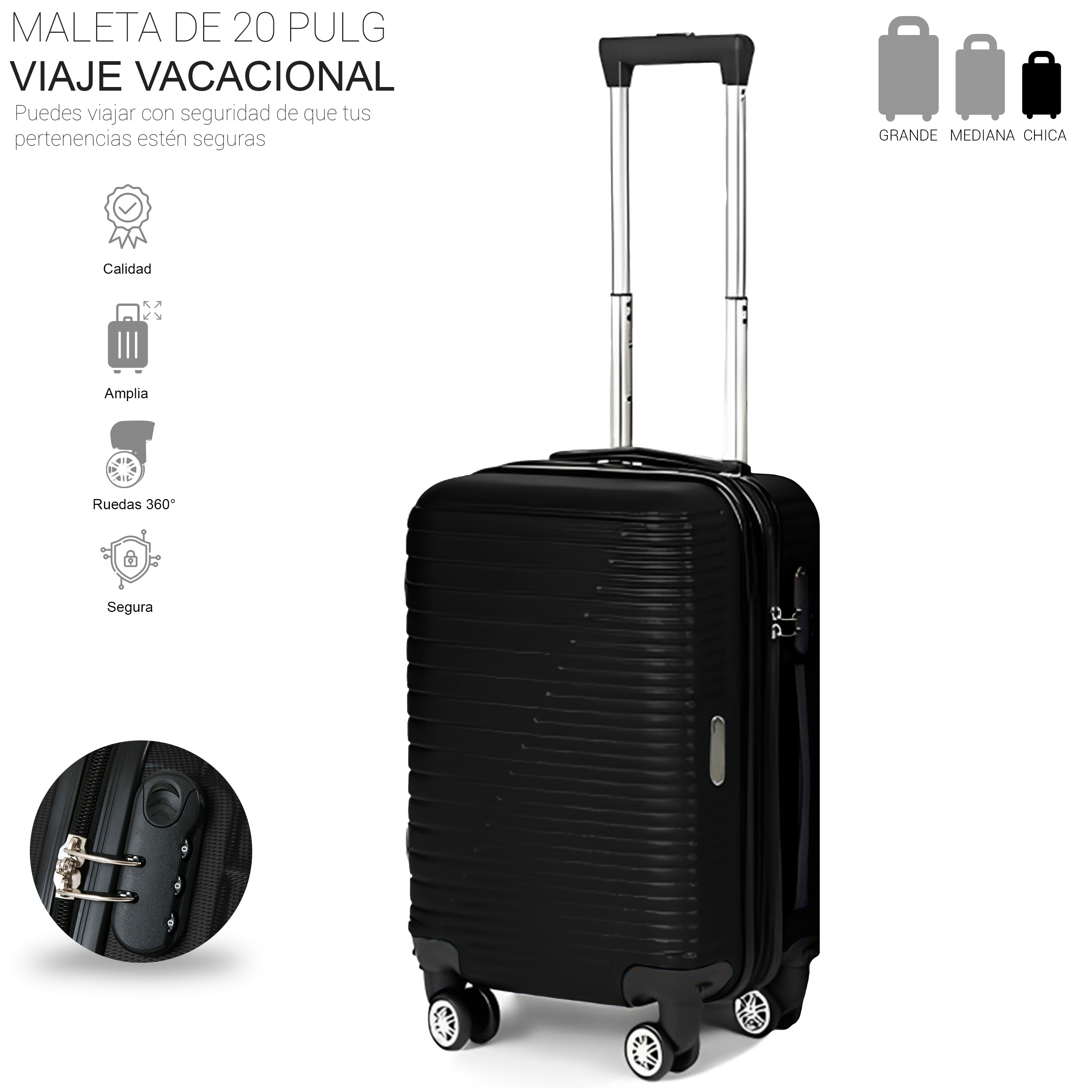 Maleta De Viaje De Mano A Bordo 20 Con Candado De Seguridad Color Rojo